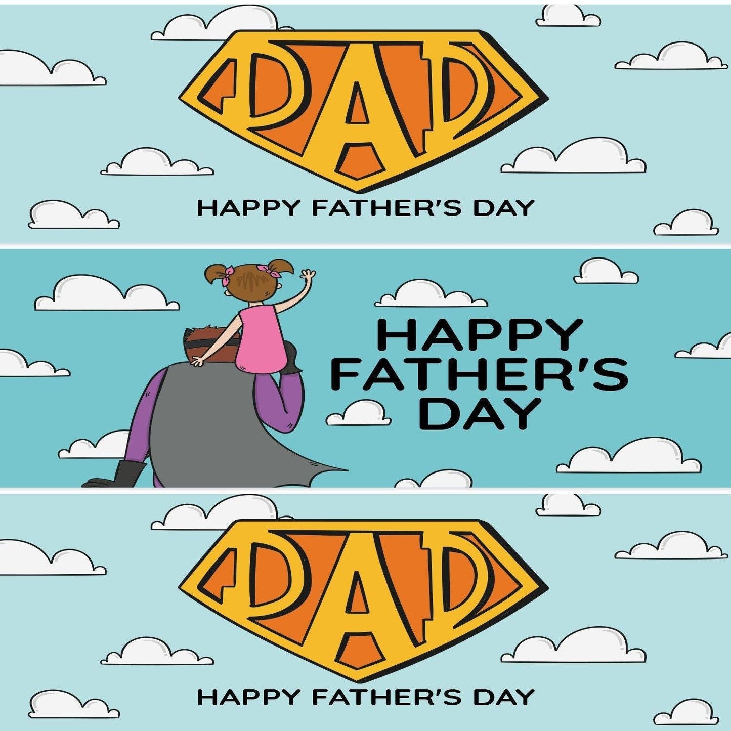 2x Happy Fathers Day Banner Dad Bunting Celebration Party Decorations Posters