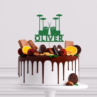 Personalised Glitter Drummer Cake Topper: Music Birthday Decoration