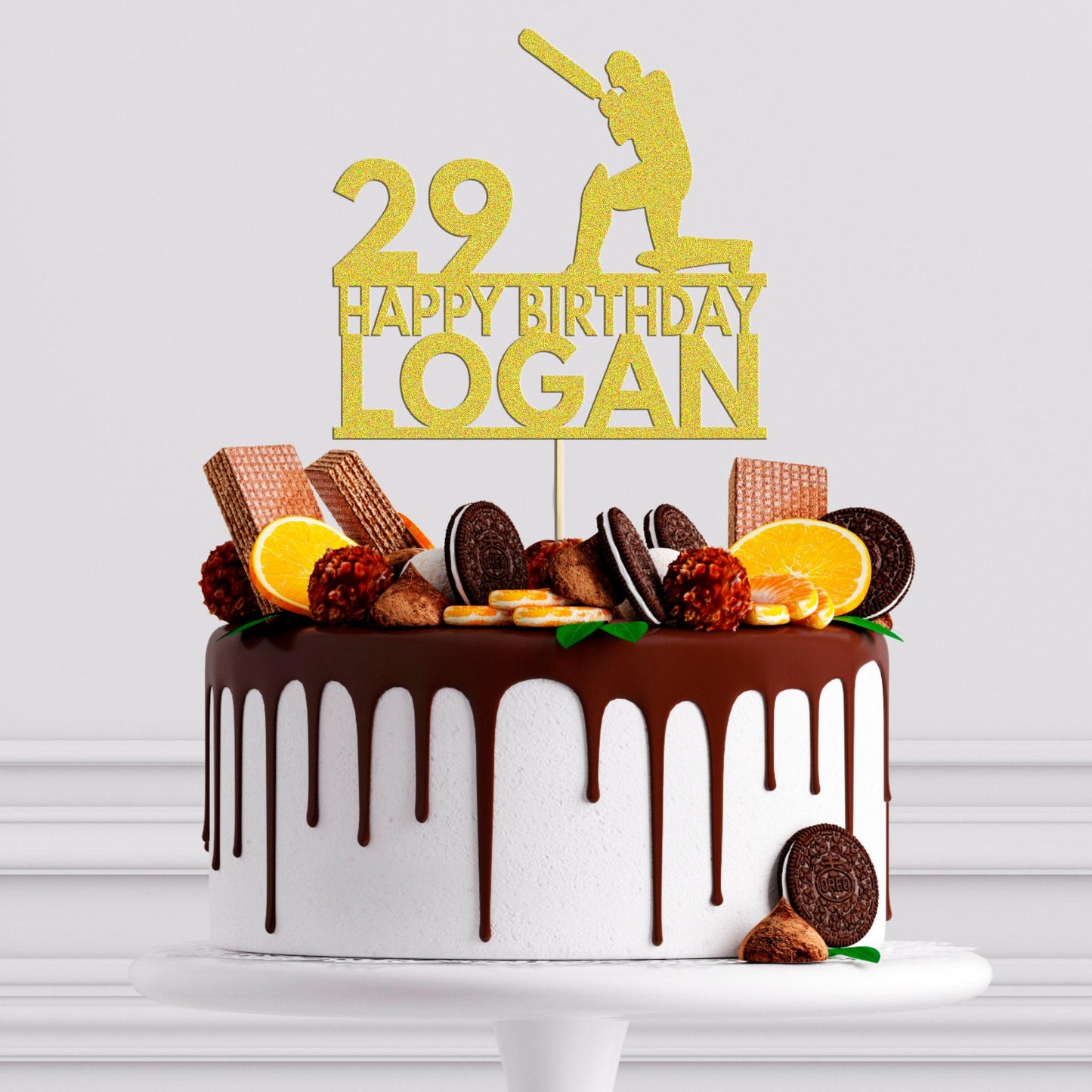 Cricket Cake Topper Personalised Birthday Celebration Any Name & Age