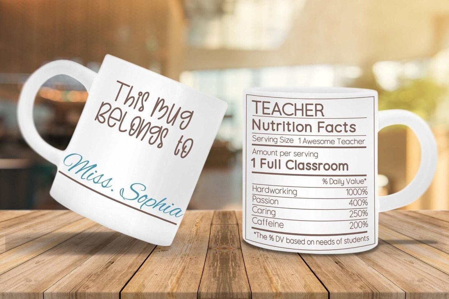 Personalised Teacher Nutrition Facts Mug & Coaster Set