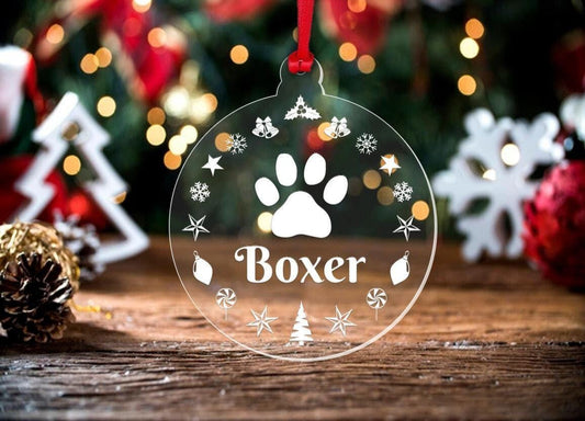 Personalised Christmas Bauble Cat Dog Pet Hanging Xmas Tree Decoration Acrylic