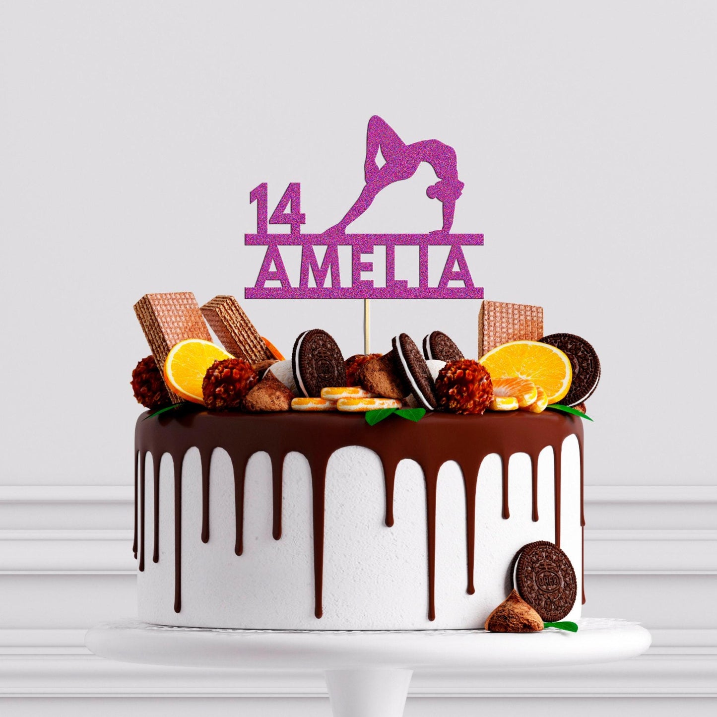 Personalised Gymnastics Cake Topper: Customise with Any Name and Age