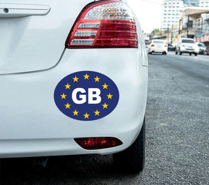 2 X Gb Blue Stars Oval Self-adhesive Car, Van, Lorry, Vinyl Sticker