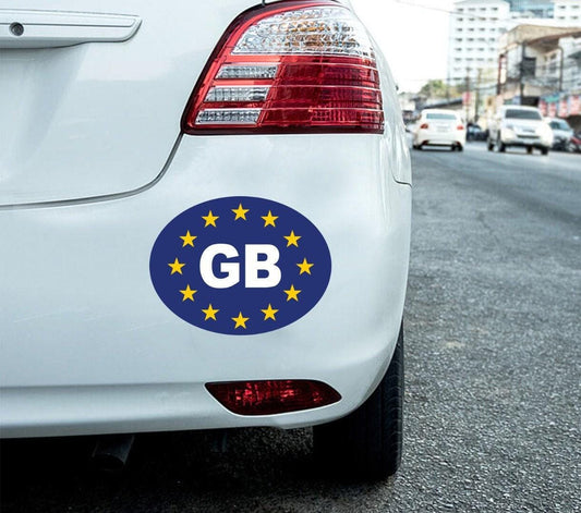 2 X Gb Blue Stars Oval Self-adhesive Car, Van, Lorry, Vinyl Sticker