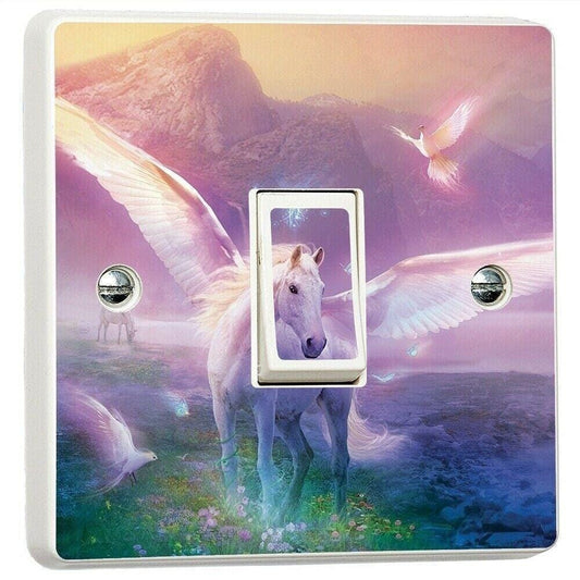 Unicorn Fantasy Fairytale Light Switch Sticker Cover Vinyl Skin Wall Decal