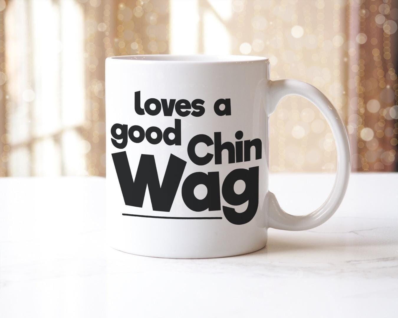 Loves A Good Chin Wag Mug & Coaster Set Funny Birthday Christmas Easter Tea Gift