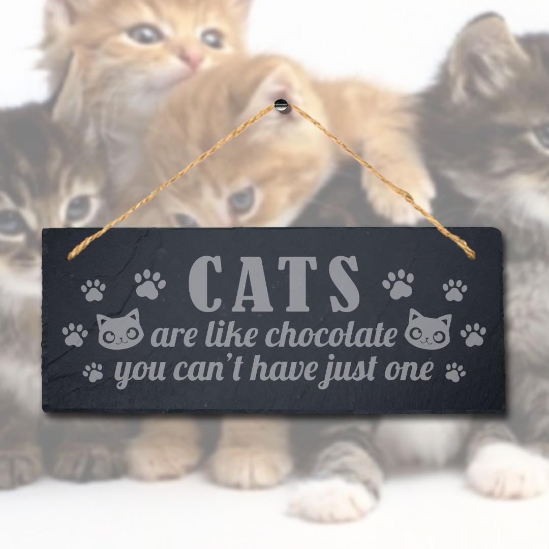 Cats Are Like Chocolate You Can Not Laser Engraved Hanging Slate Pet Plaque Sign