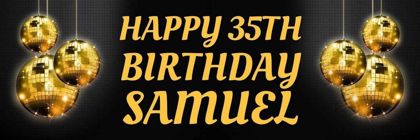 2 Personalised Disco Ball Birthday Party Celebration Banners Decoration Posters