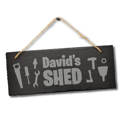 Personalised Shed Name Hanging Slate Workshop Garage Gift Outdoor Plaque Sign