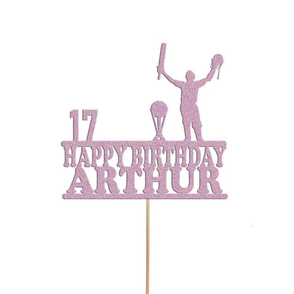 Personalised Cricket Birthday Cake Topper: Glitter Celebration Decor