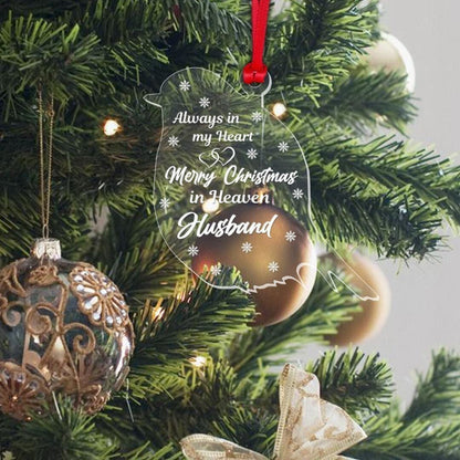 Personalised Husband Memorial Christmas Bauble: Acrylic Robin Ornament