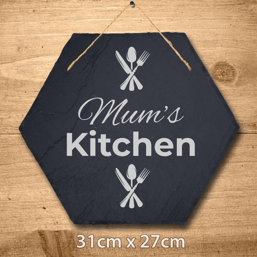 Personalised Slate Plaque Mum Mummy Kitchen Sign Laser Engraved Stone Art Gift