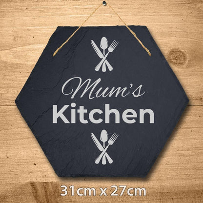 Personalised Slate Plaque Mum Mummy Kitchen Sign Laser Engraved Stone Art Gift
