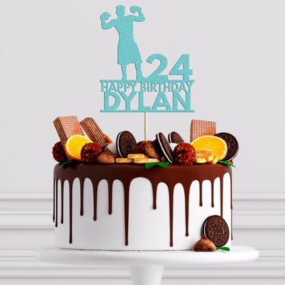 Personalised Boxing Cake Topper: Glitter Champion Decoration