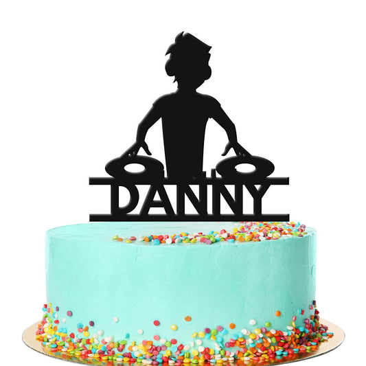 Personalised Dj Birthday Cake Topper Any Name Age Music Decks Acrylic Decoration