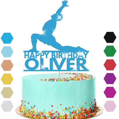 Yoga Cake Topper Personalised Man Adult Birthday Cake Decoration Any Name & Age
