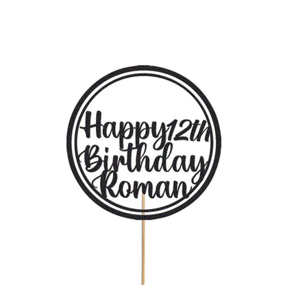 Personalised Glitter Cake Topper: Custom Name & Age