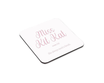 Funny 'Miss Kit Kat' Mug & Coaster Set: Novelty Office Gift