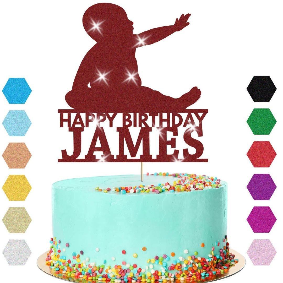 Newborn Baby Cake Topper Personalised Boy Girl Birthday Cake Decoration Any Name & Age