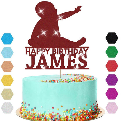 Newborn Baby Cake Topper Personalised Boy Girl Birthday Cake Decoration Any Name & Age