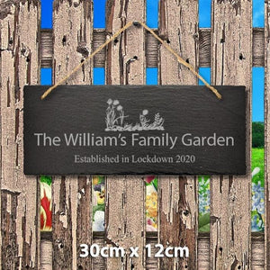 Personalised Name Engraved Slate Garden Plaque Sign Lockdown Memory Keepsake