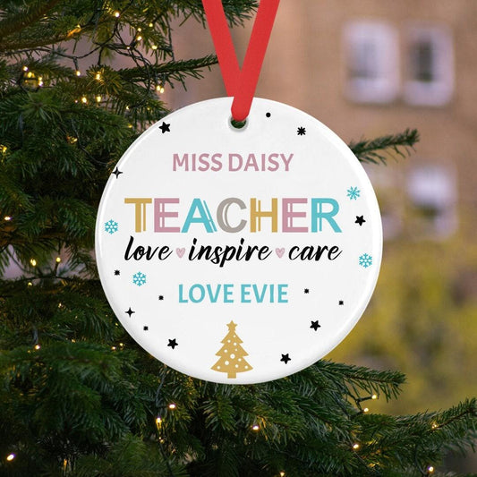 Personalised Teacher Christmas Bauble, Teacher Appreciation Gift