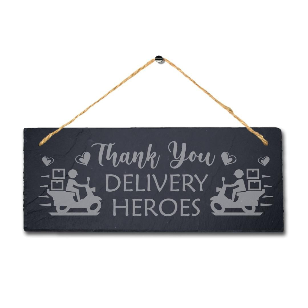 Thank You Delivery Laser Engraved Hanging Natural Slate Appreciation Plaque Sign