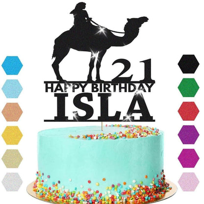 Riding Camel Cake Topper Personalised Girls Birthday Cake Decoration Any Name & Age