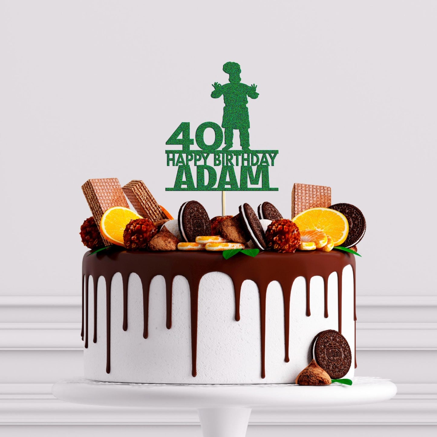 Custom Chef Glitter Cake Topper: Personalised Birthday Party Decor