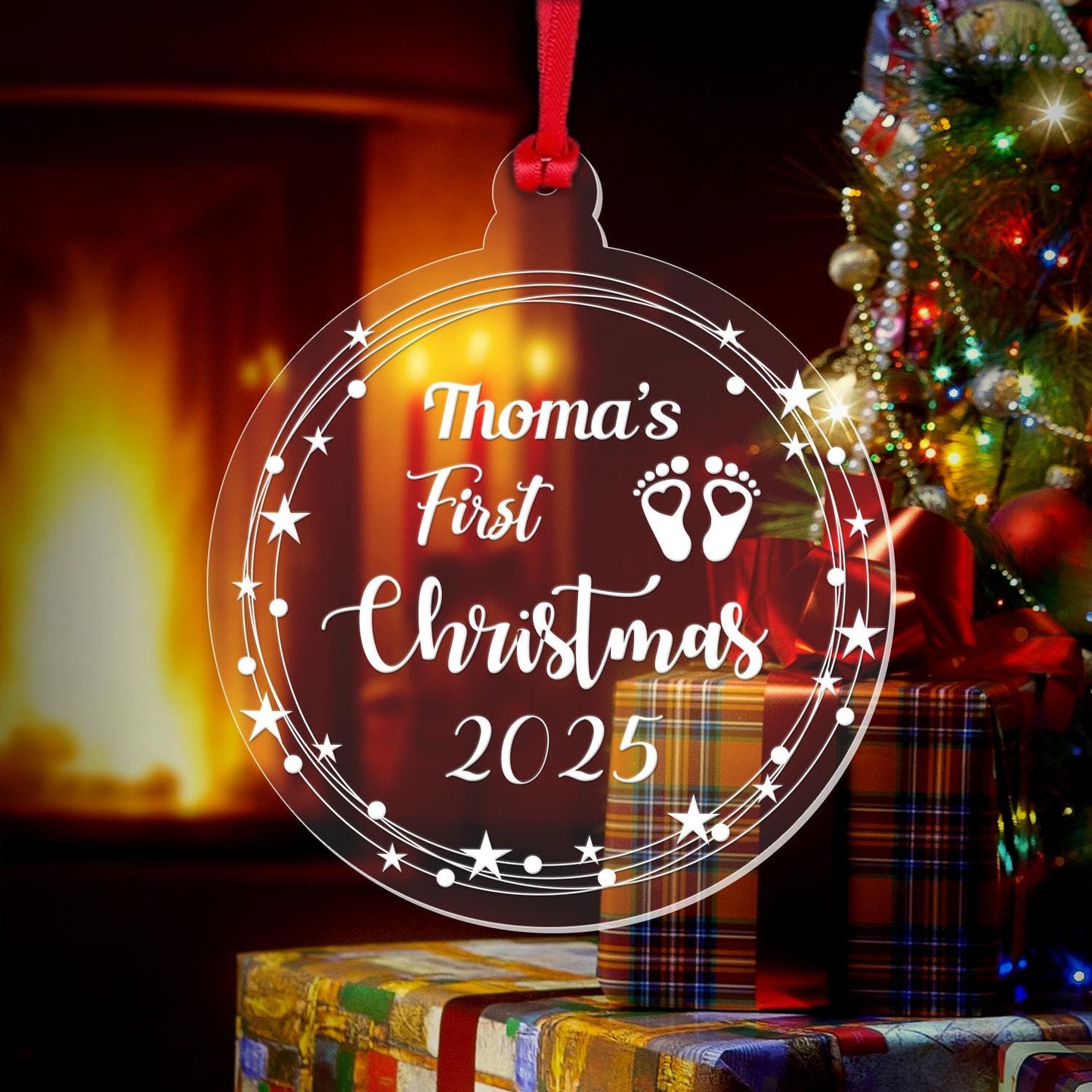 Personalised First Christmas Bauble Daughter Son Any Name Year Christmas Tree Decor