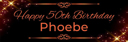 2 Personalised Black And Gold Birthday Celebration Banners Decoration Posters