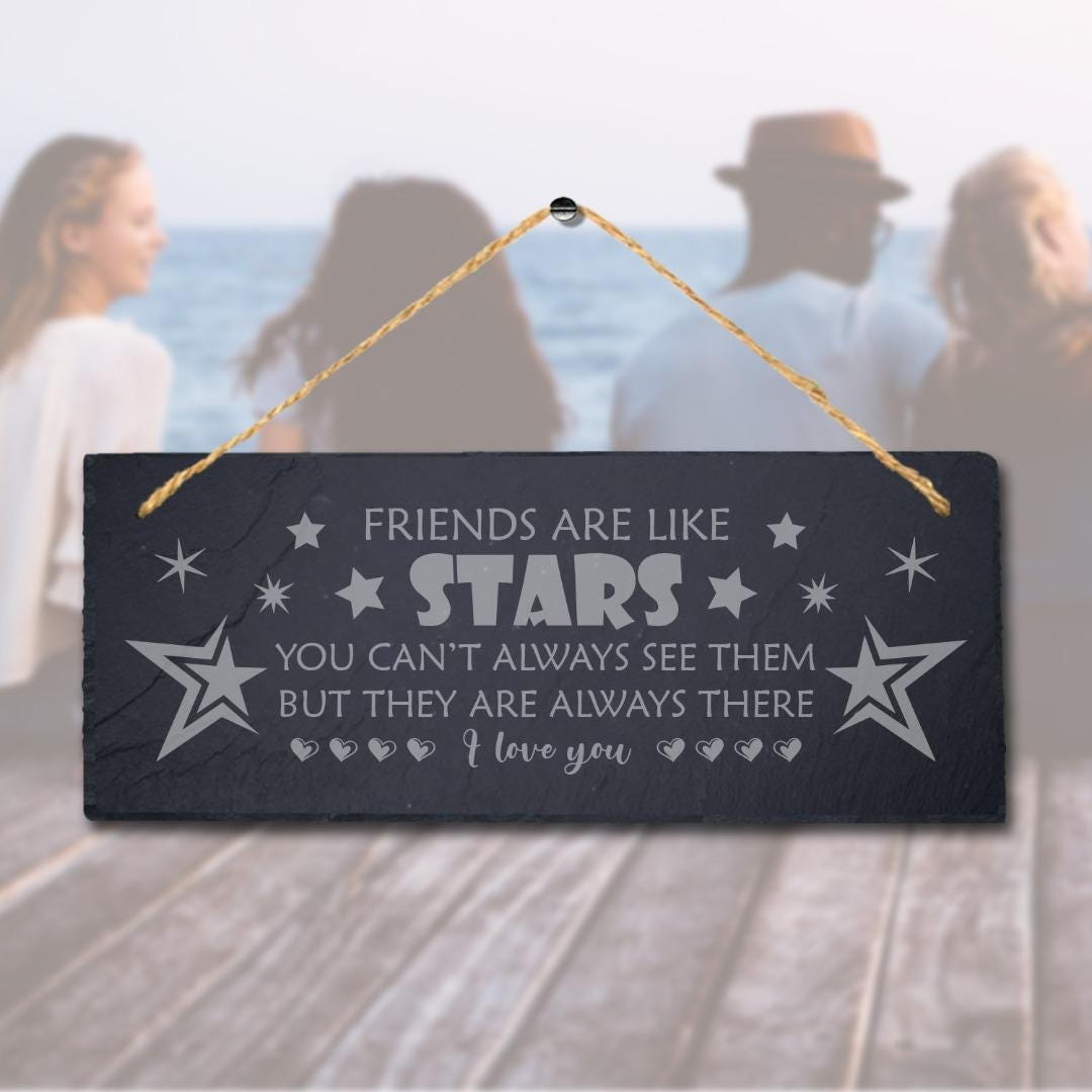 Best Friends Laser Engraved Hanging Slate Moving Friendship Gift Plaque Sign