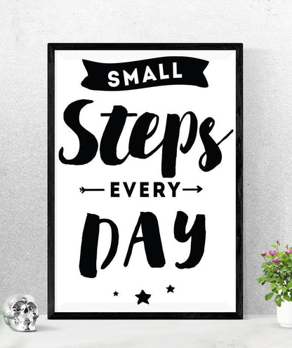 Small Steps Every Day Inspirational Positive Quote Picture Poster Print Wall Art