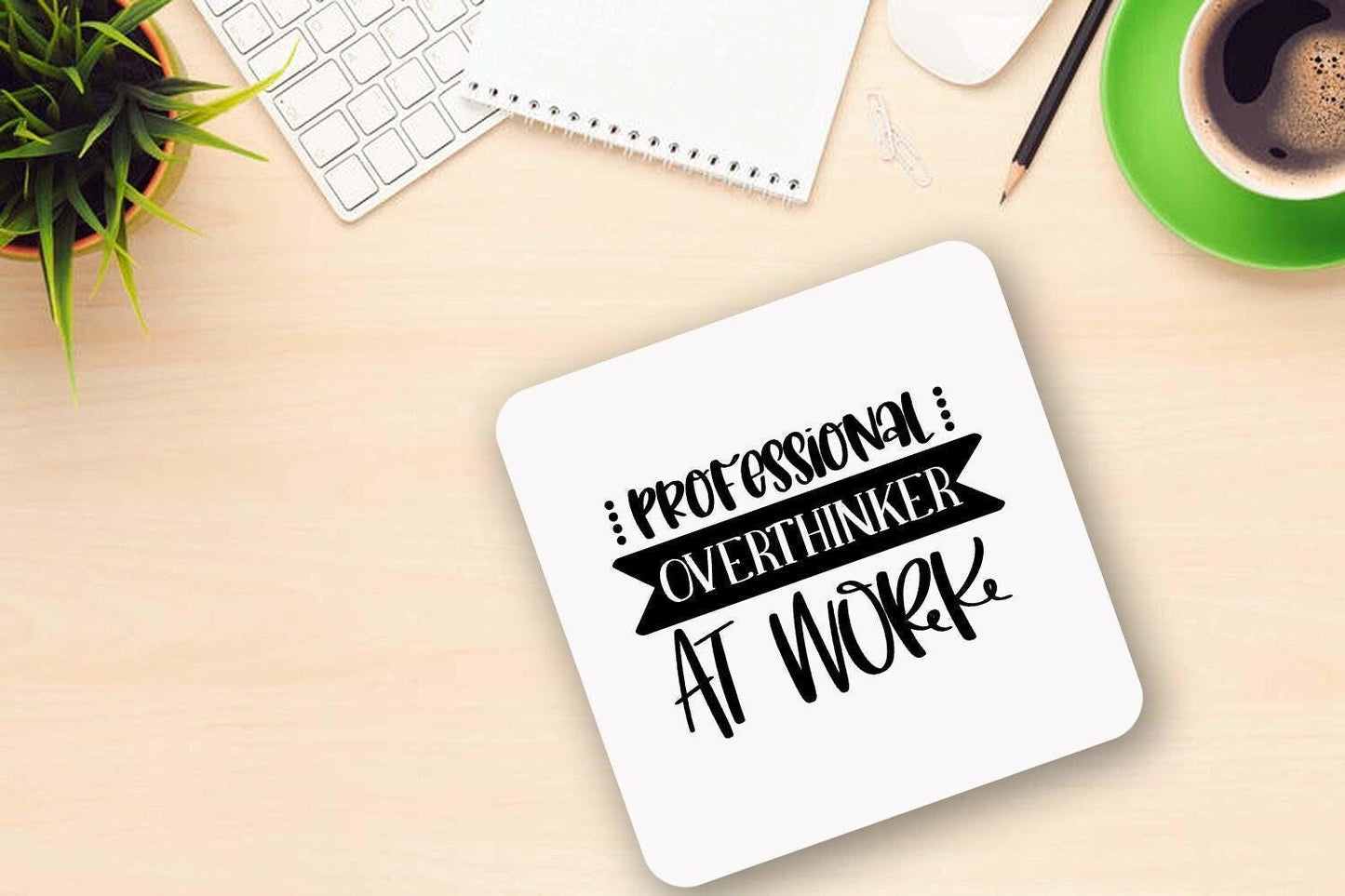 Professional Overthinker At Work - Funny Office Novelty Mug & Coaster Coffee Tea Cup Gift