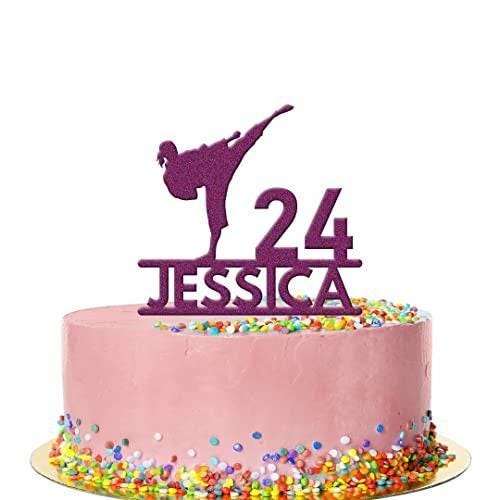 Personalised Name Karate Birthday Cake Topper Martial Arts Taekwondo Acrylic