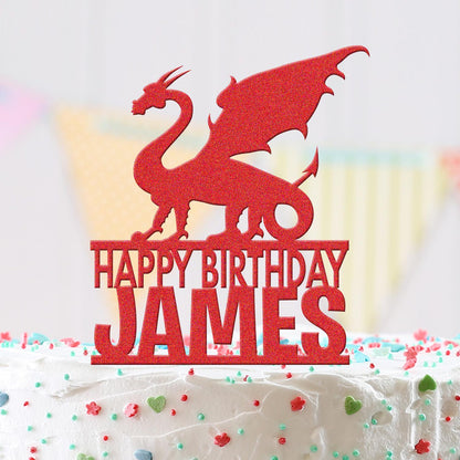 Personalised Acrylic Dragon Fantasy Boys Birthday Cake Topper Decoration Gift