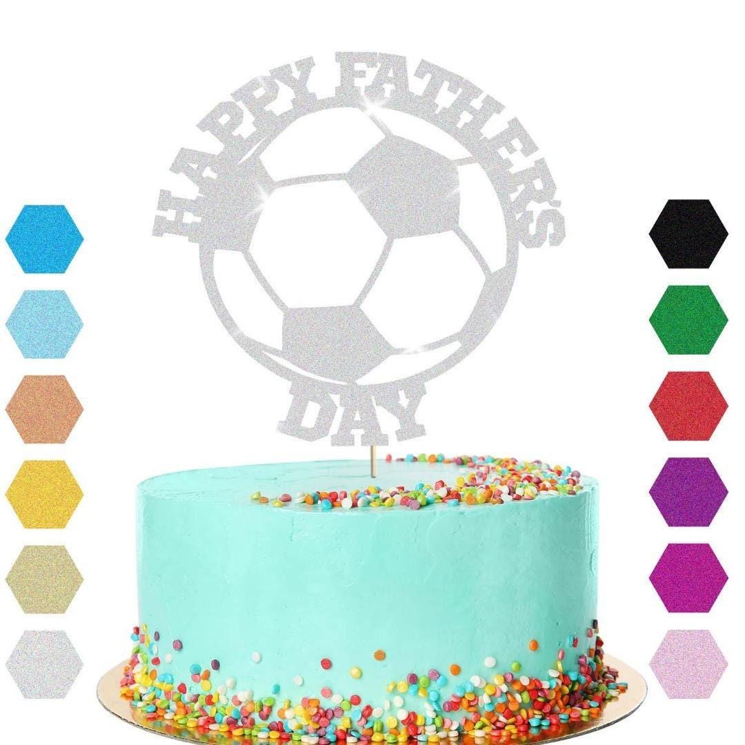 Happy Fathers Day Football Cake Topper Dad Daddy Party Glitter Cake Decoration