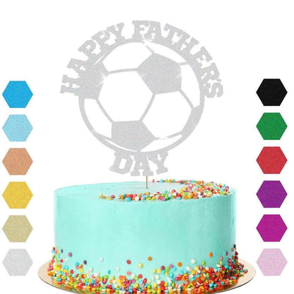 Happy Fathers Day Football Cake Topper Dad Daddy Party Glitter Cake Decoration