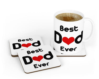 Best Dad Ever Mug & Coaster Set Daddy Birthday Fathers Day Daughter Son Gift