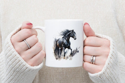 Majestic Watercolour Effect Horse Ceramic Coffee Tea Cup Mug And Coaster Gift Set