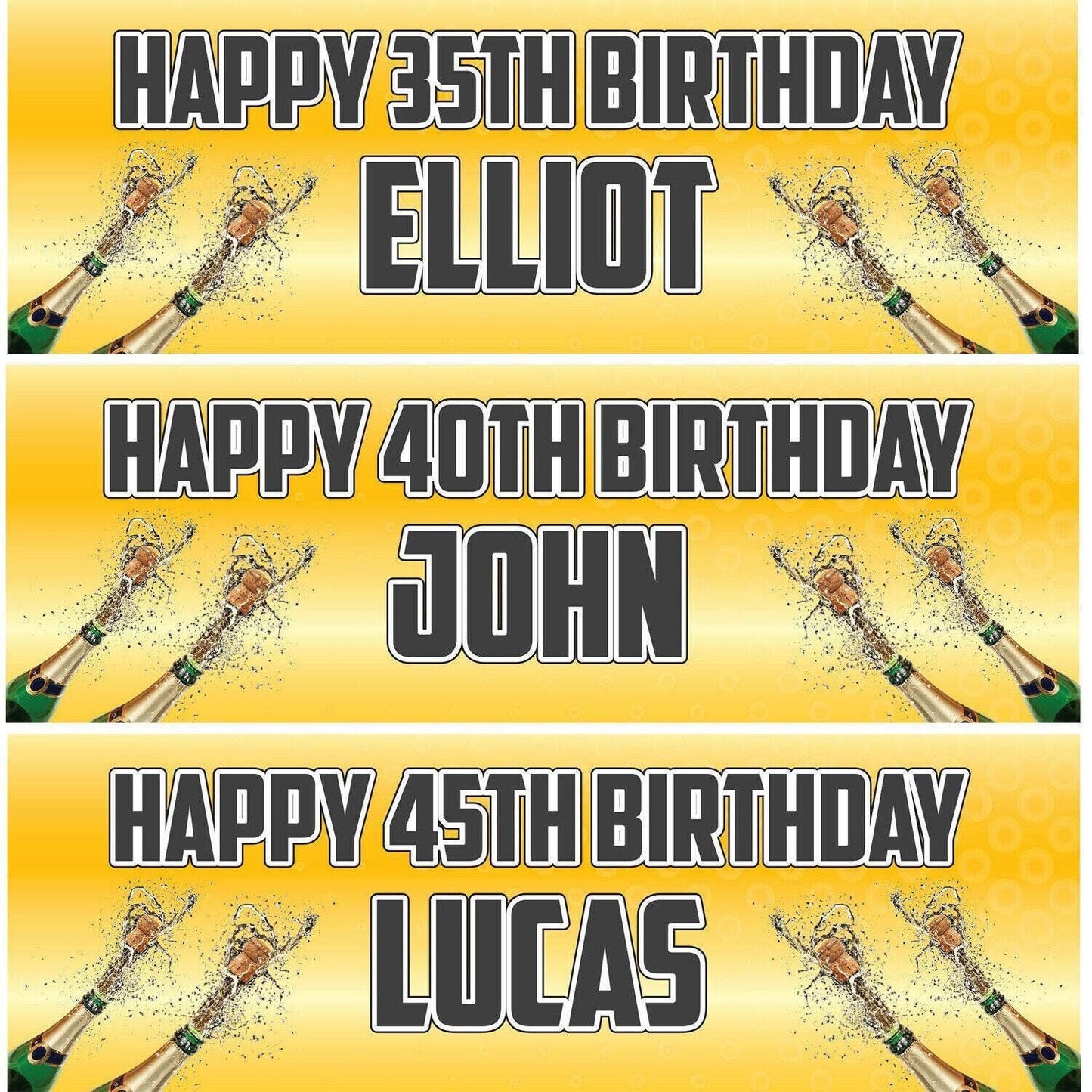 Personalised Champagne Birthday Banner: Adult Celebration Decor