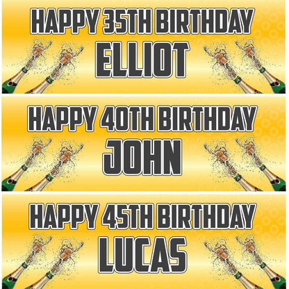 Personalised Champagne Birthday Banner: Adult Celebration Decor