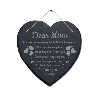 Personalised Mothers Day Slate Heart Design Slate Hanging Plaque Sign Ideal Gift