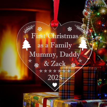 Personalised First Christmas Family Bauble Any Name 1st Xmas Tree Decoration Gift