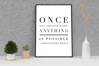 Once Choose Hope Motivational Inspirational Love Positive Quote Poster Wall
