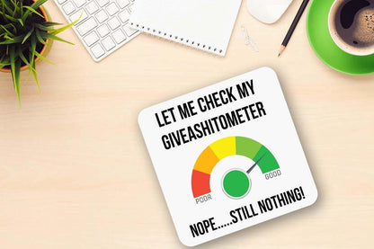 Giveashitometer Mug & Coaster Set: Funny Novelty Office Gift