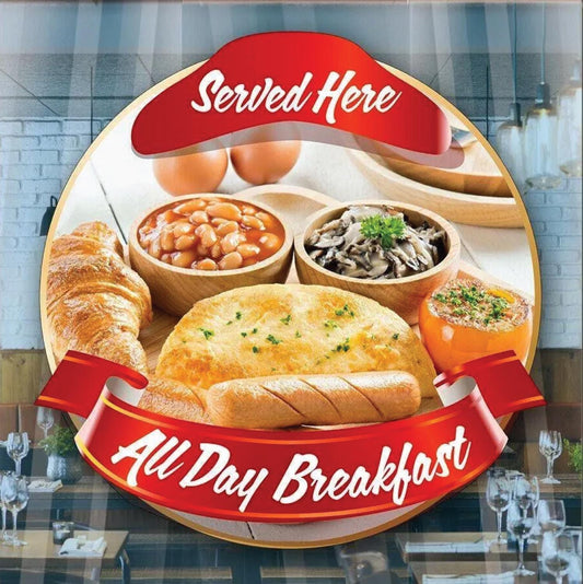 All Day Breakfast Window Sticker Cafe Restaurant Food Van Takeaway Shop Sticker Sign
