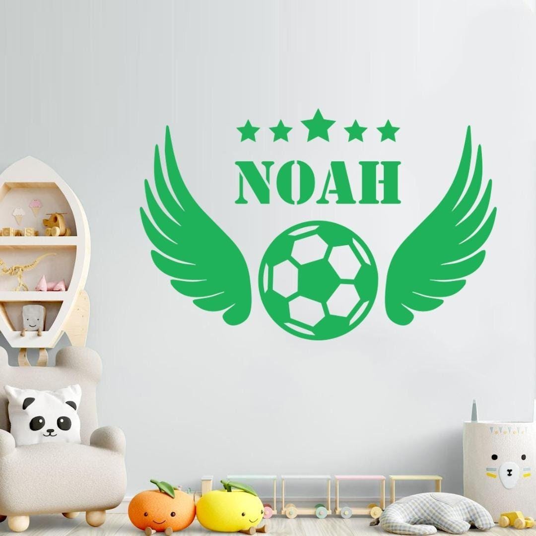 Personalised Angel Wing Football Wall Sticker Name Decal Vinyl Custom Kids Bedroom