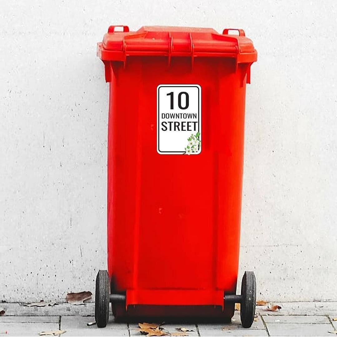 Personalised Waterproof Wheelie Bin Stickers Street Number Name Dustbin Vinyl Stickers.
